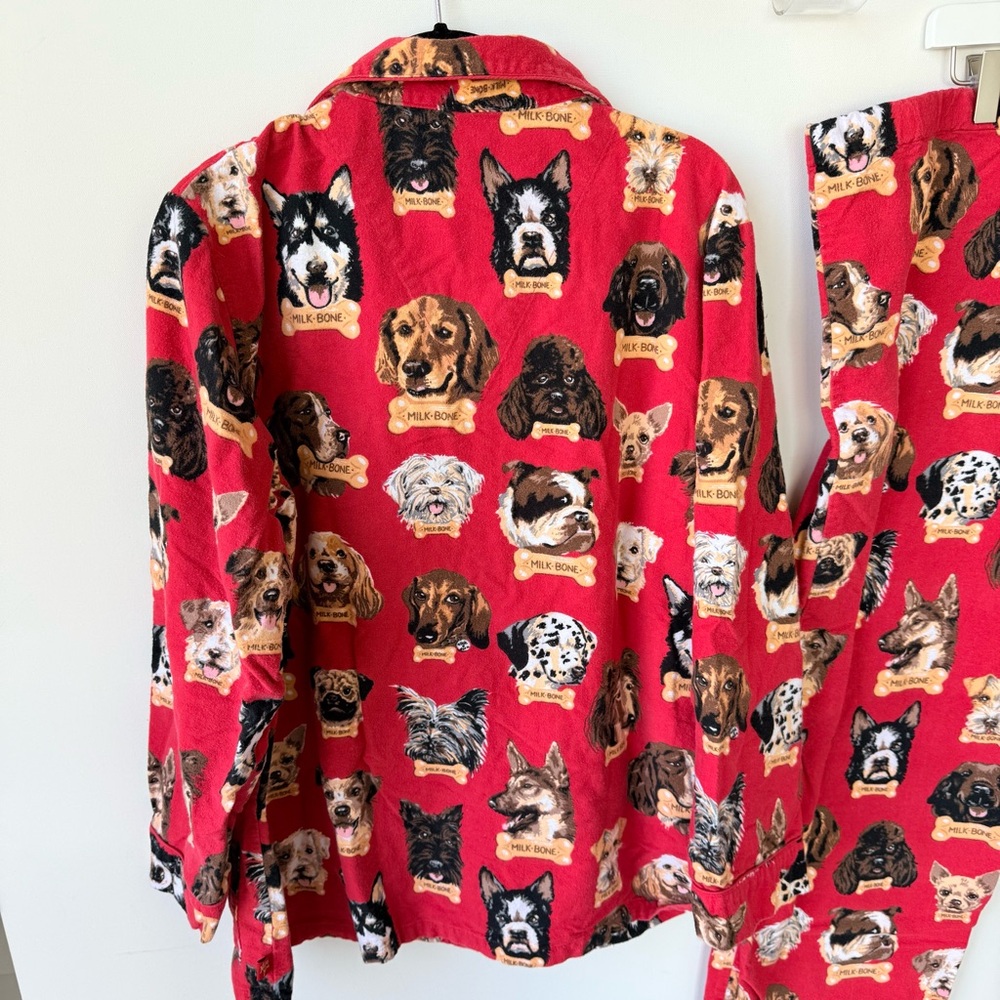 Nick & Nora Dogs Milk-bone Flannel Pajama Set in Red size large - Picture 8 of 9